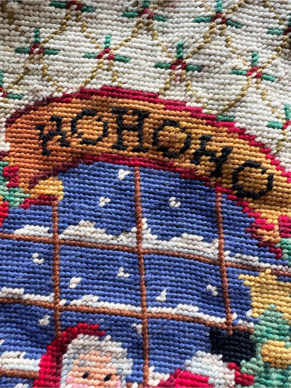 VTG Christmas Santa Needlepoint “Ho Ho Ho” Stocking - Picture 8 of 11
